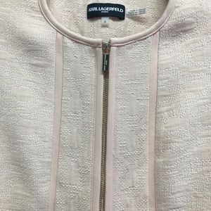 Karl Lagerfeld Jacquard Sherbet Cotton Blend Collarless Jacket Size 4